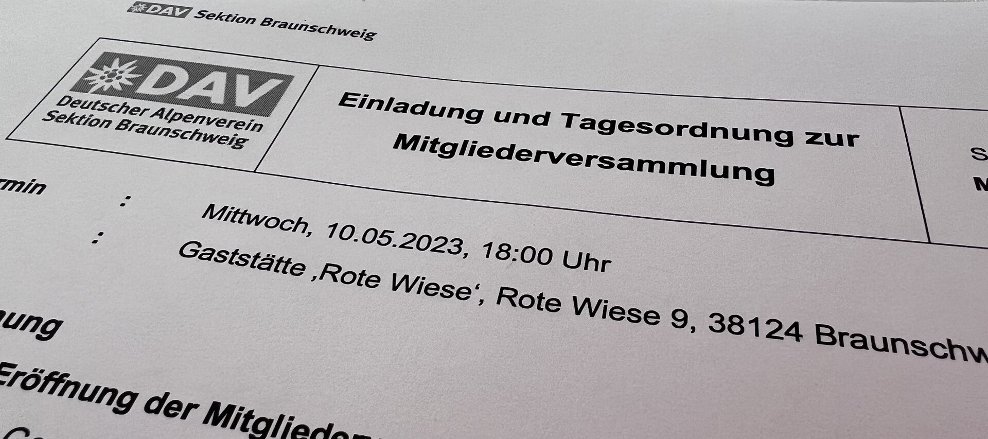 Tagesordnung Header 2023 | © Sektion Braunschweig