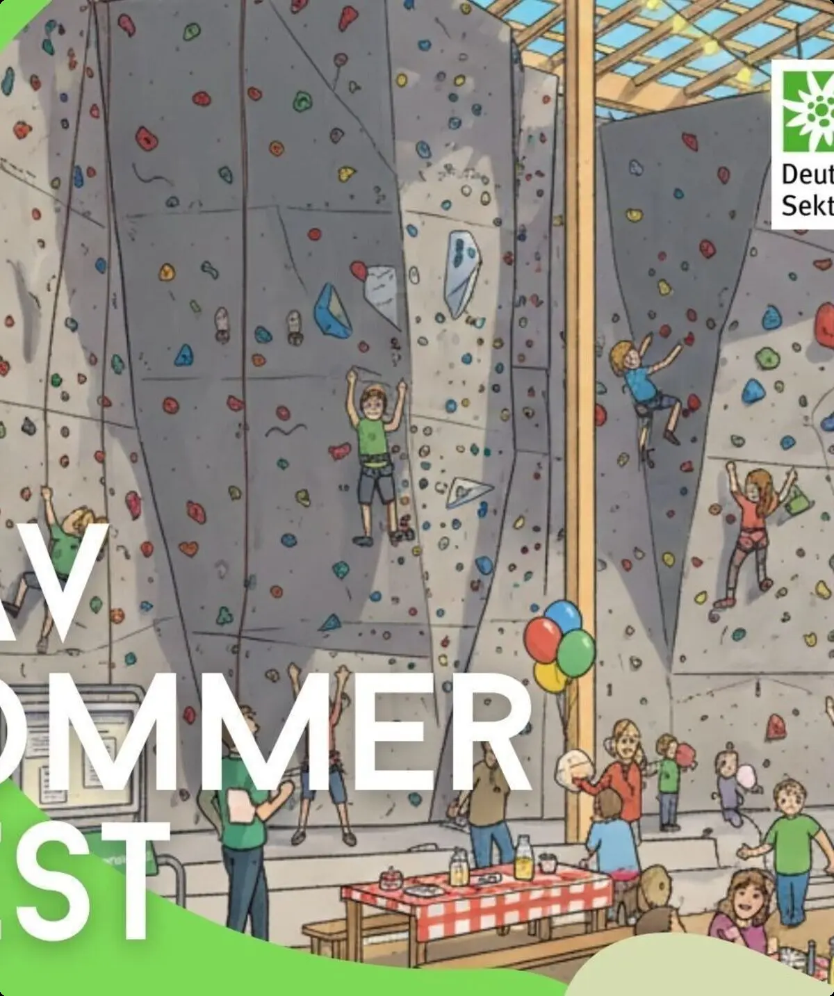 Kletterwand-Einweihung, Kuchenbuffet und Food Trucks, Getränke, Sport, Spiele, Unterhaltung, Bersport Flohmarkt. Am 27. Juni 2026 von 15 bis 21 Uhr an der Güldenstraße 39c für Mitglieder und Friends. | © DAV Braunschweig