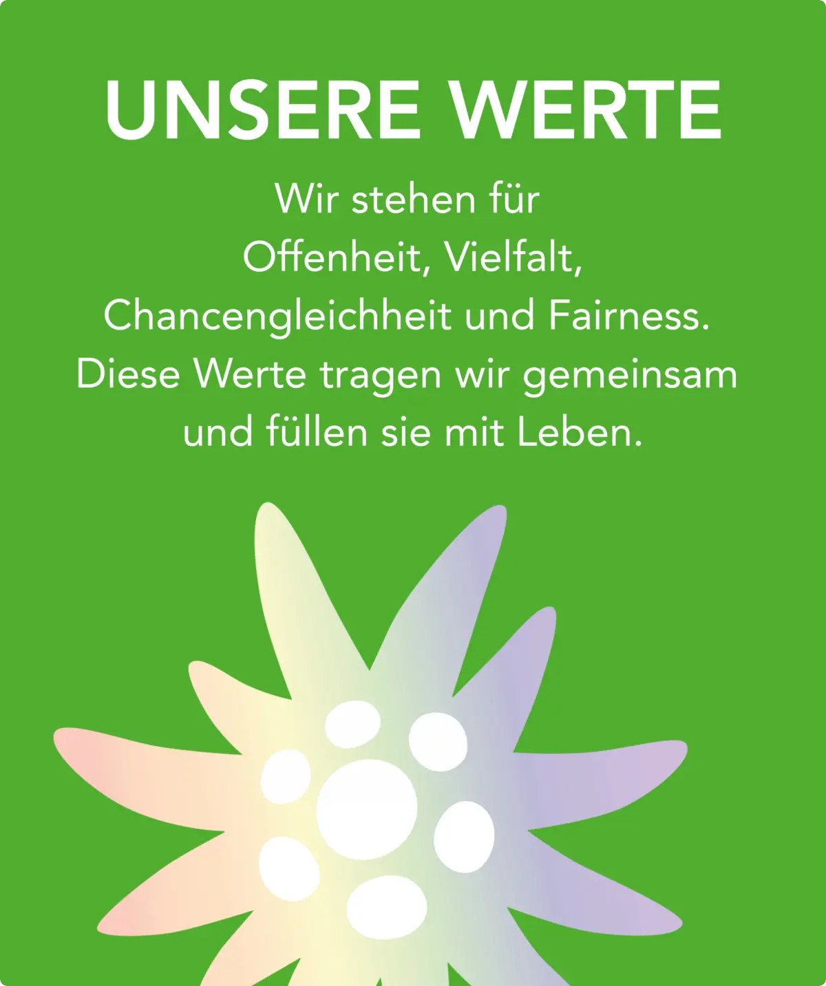 UNSERE WERTE: Wir stehen für Offenheit, Vielfalt, Chancengleichheit und Fairness. Diese Werte tragen wir gemeinsam und füllen sie mit Leben. | © DAV Braunschweig